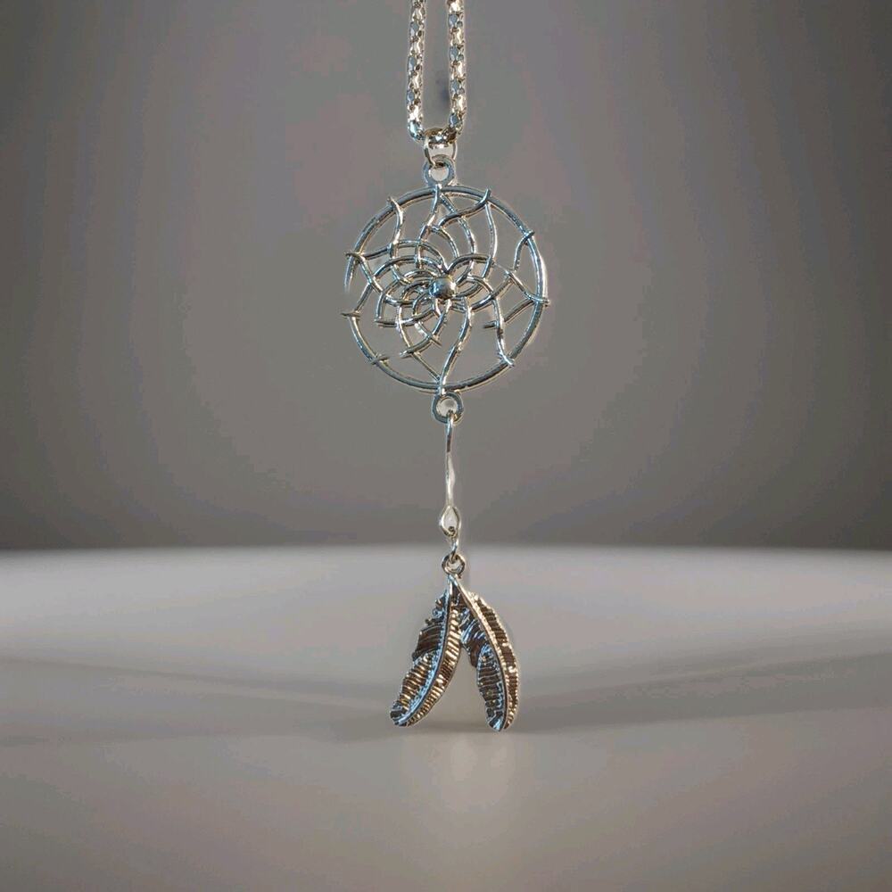 The Legend Of The Dreamcatcher Silver Tone Pendant Necklace, NEW Native American